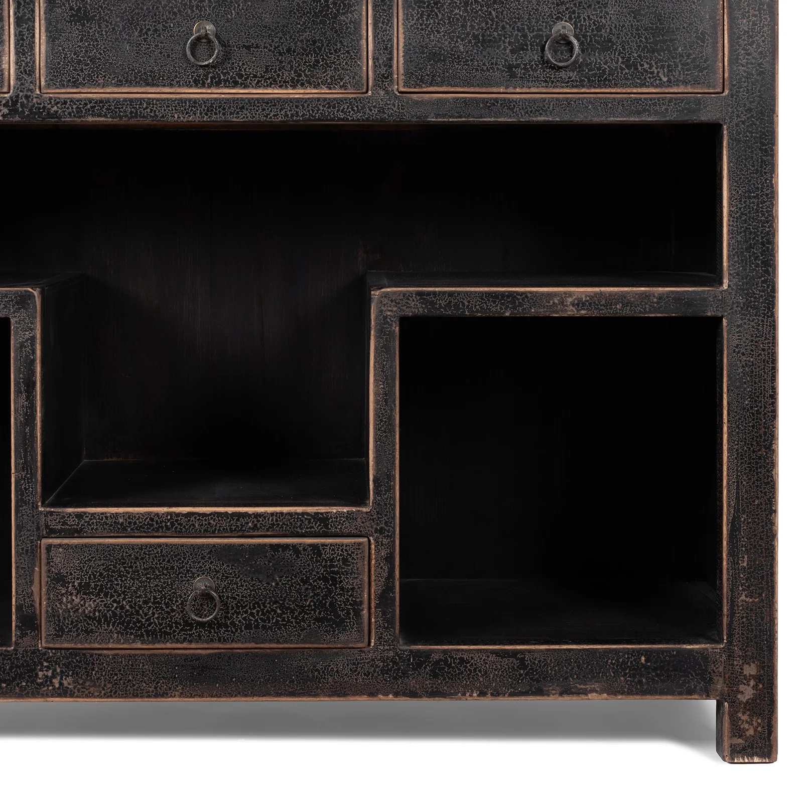 Black Shelving Unit Made From Old Pine - Image 5