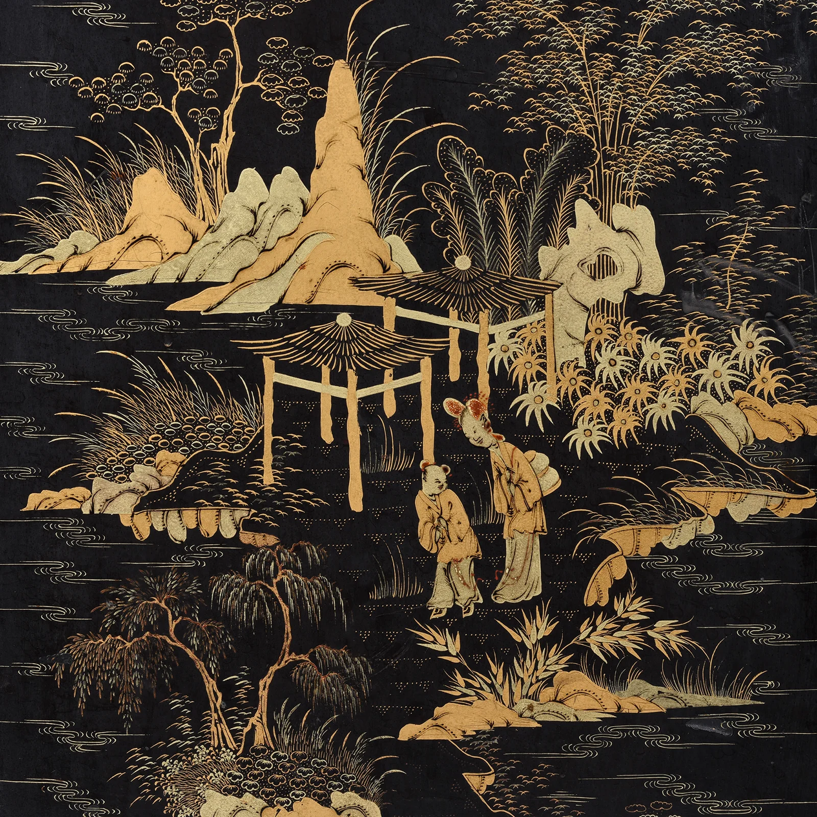 Gilt Black Lacquer Chinese Export Table Cabinet - Early 19th Century - Image 9