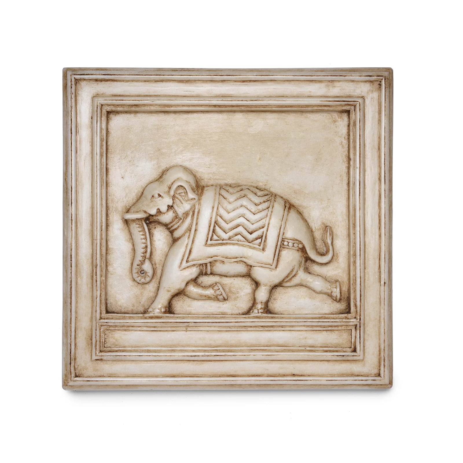 White Marble Mughal Style Elephant Panel - Image 3