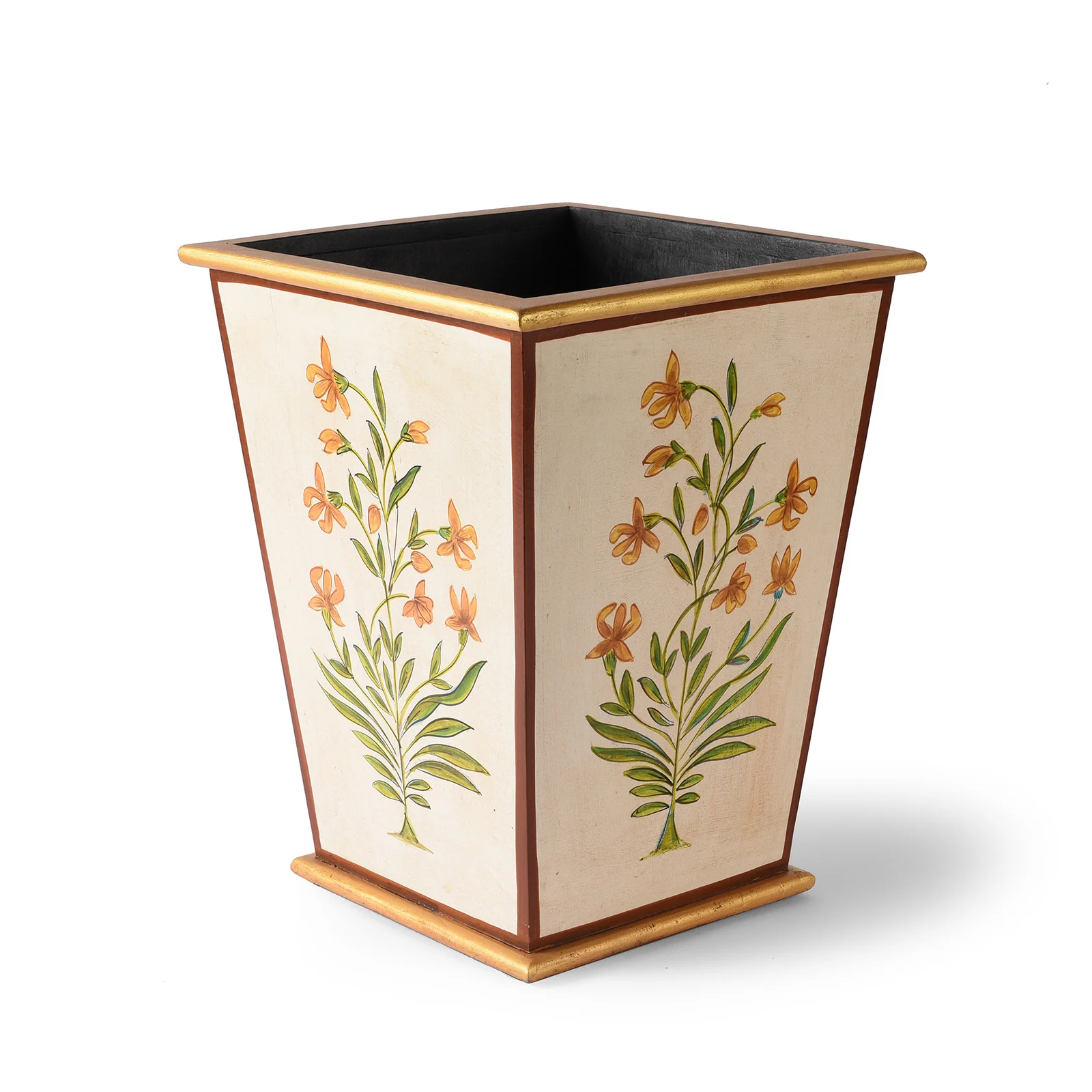 Painted Mughal Flower Waste Paper Bin - Image 8