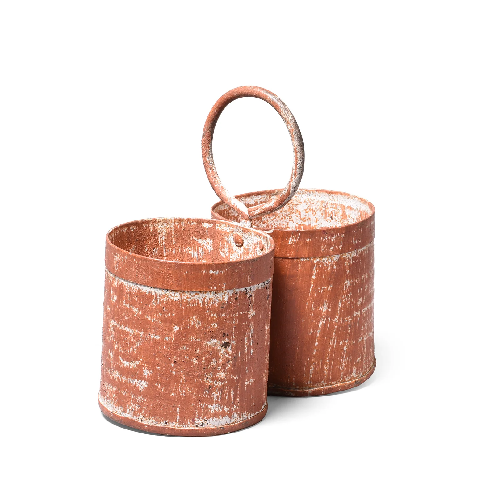 Vintage 2 Way Painted Iron Bottle Carrier - Brown - Image 3